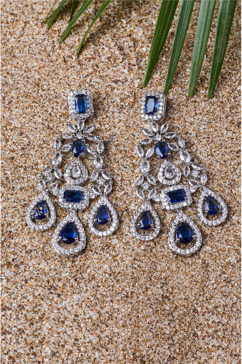 Blue Stone Jewelry Set โNecklace And Earrings With FREE Bracelet, Combo for Women | Wedding & Festive Wear