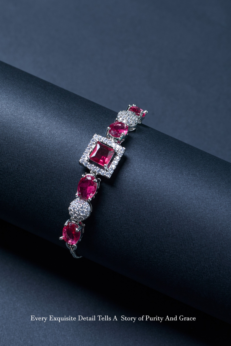 Ruby Red Necklace Set with Earrings, And FREE  Bracelet โ Combo Sale | Ruby Red Stone Premium Party Wear Jewelry