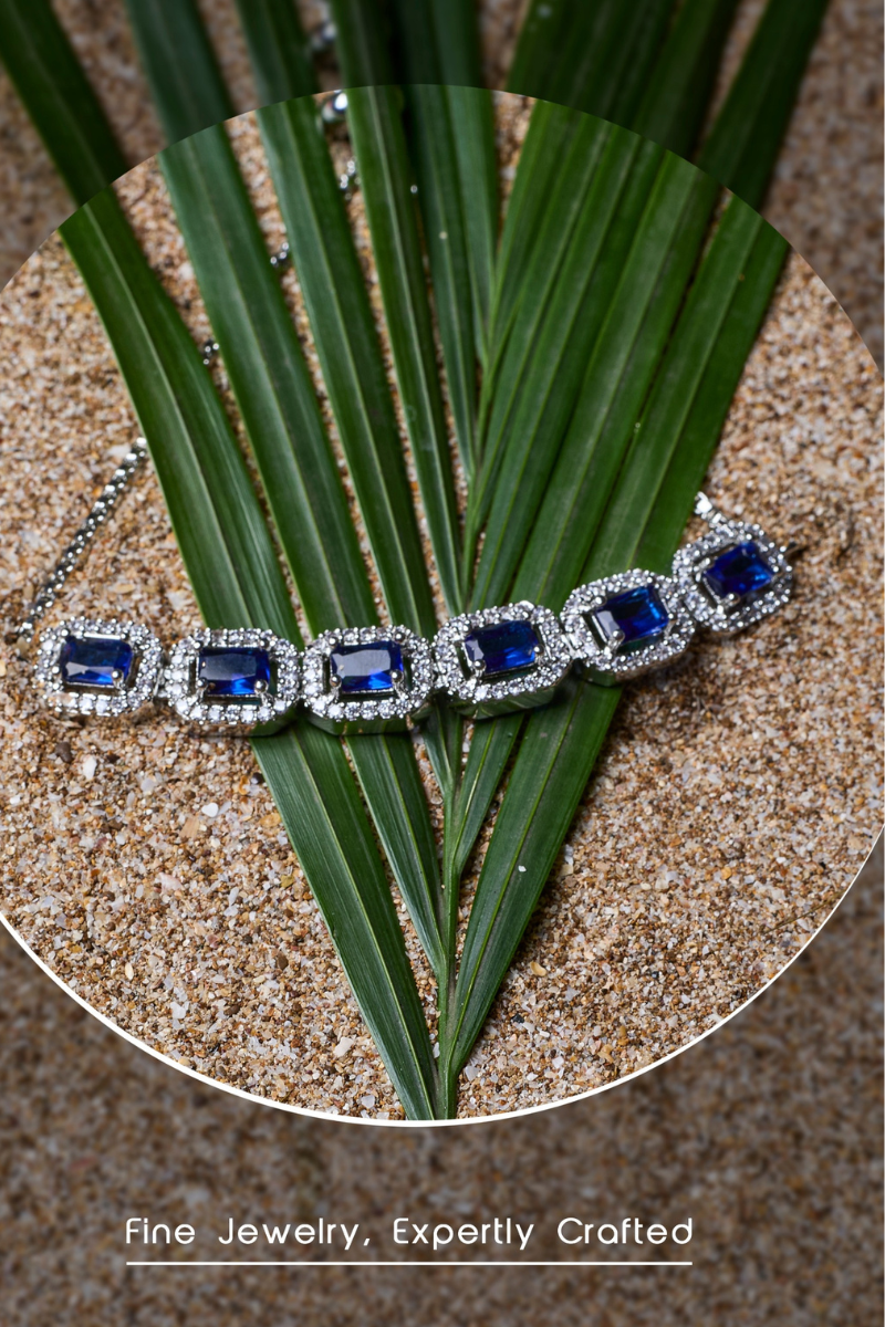 Blue Stone Jewelry Set โNecklace And Earrings With FREE Bracelet, Combo for Women | Wedding & Festive Wear