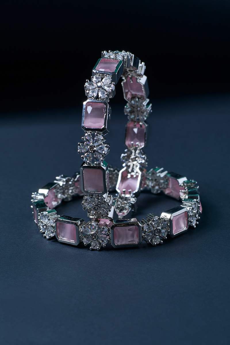 Special Combo: Stylish Necklace & Earrings + FREE Bangle ,Pink Teardrop Necklace Set