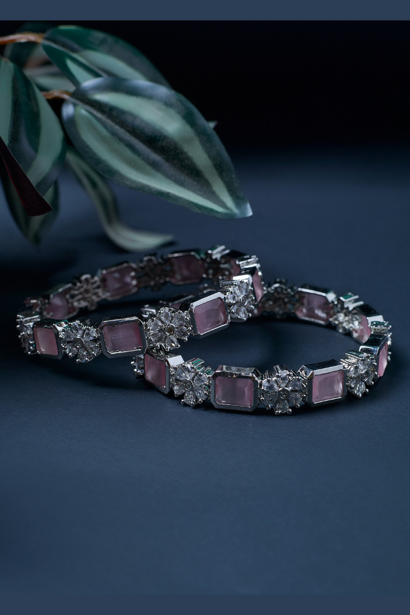 Special Combo: Stylish Necklace & Earrings + FREE Bangle ,Pink Teardrop Necklace Set