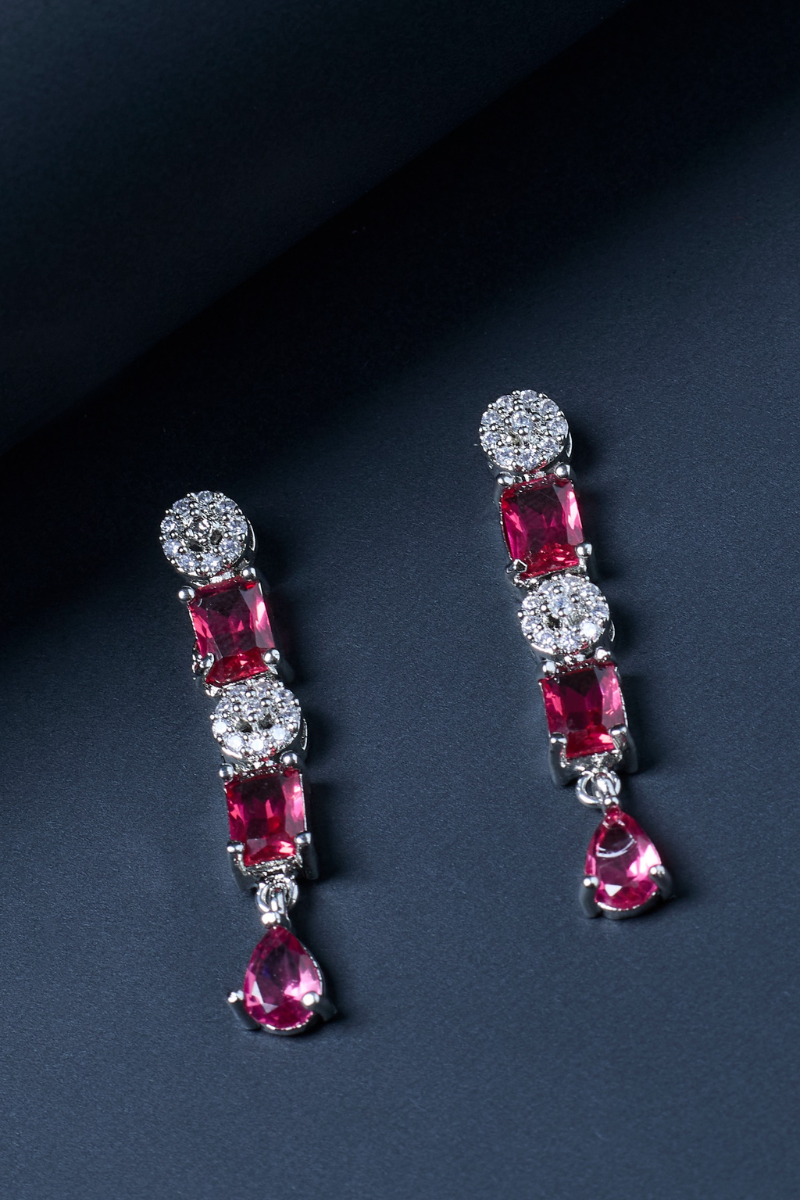 Ruby Red Necklace Set with Earrings, And FREE  Bracelet – Combo Sale | Ruby Red Stone Premium Party Wear Jewelry