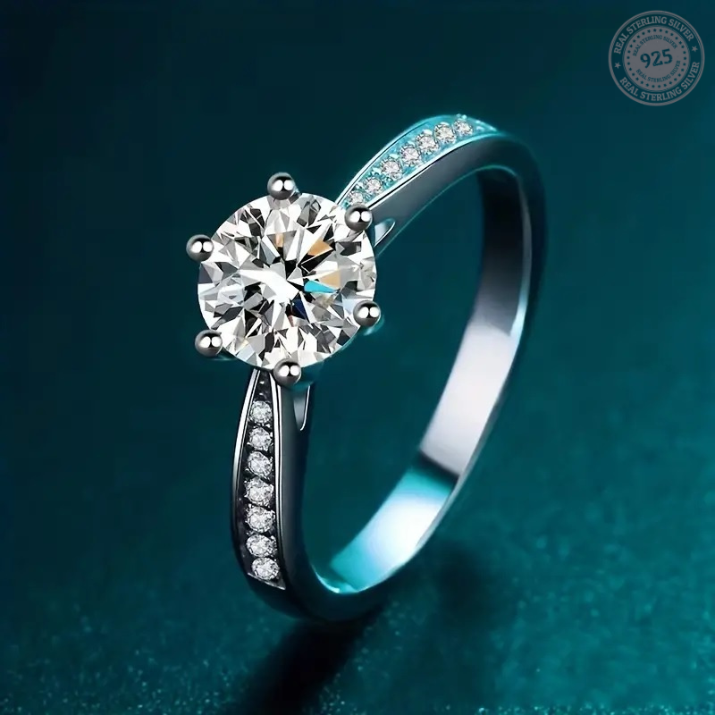 1 Carat Moissanite 925 Sterling Silver Ring for Women | Adjustable Size