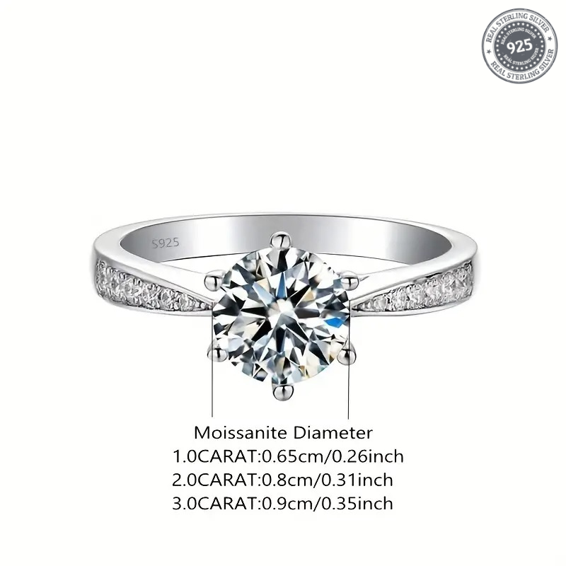 1 Carat Moissanite 925 Sterling Silver Ring for Women | Adjustable Size