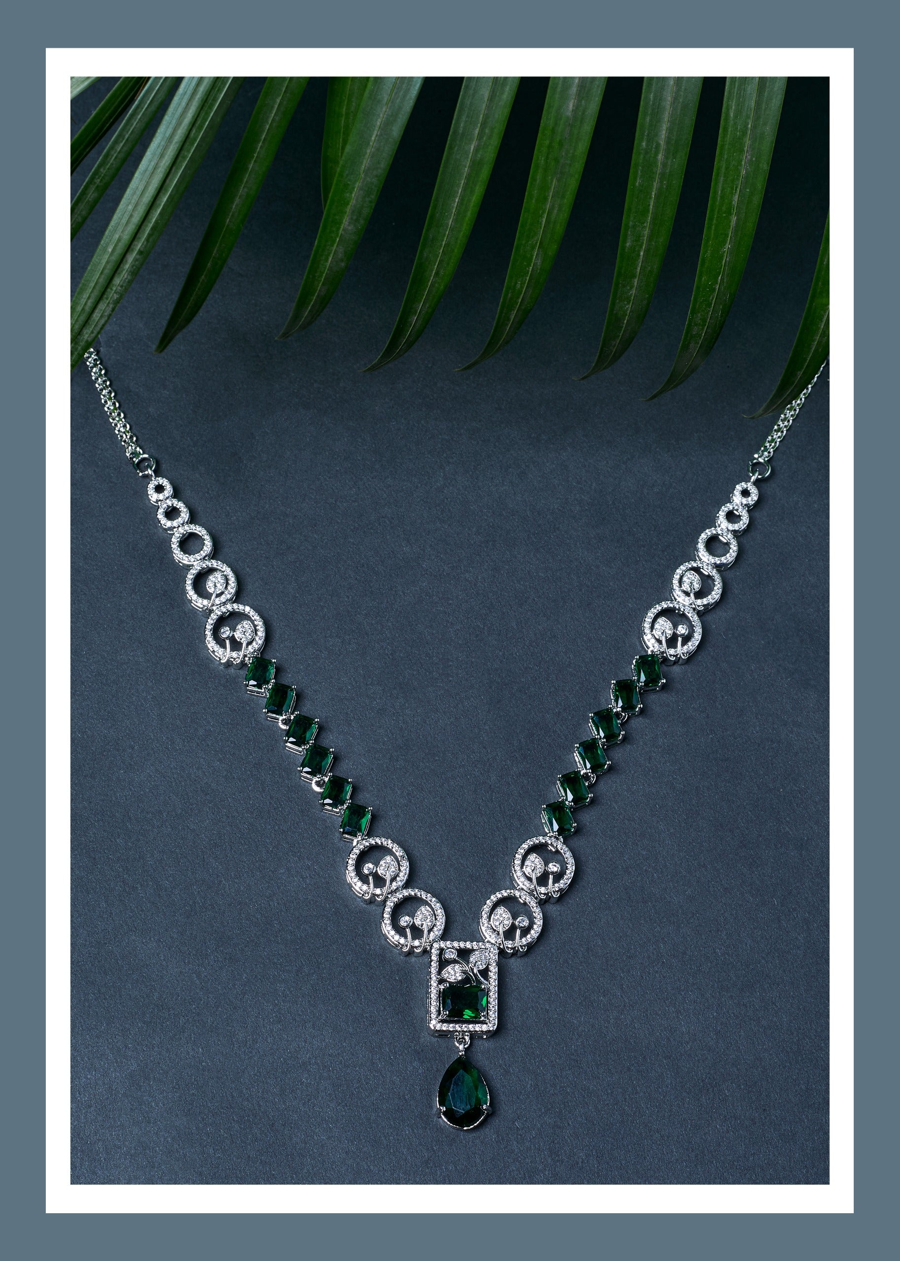 Necklace Set with Matching Earrings – FREE Bracelet Included Elegant Green Drop Necklace Set |Perfect for Festive & Wedding Wear