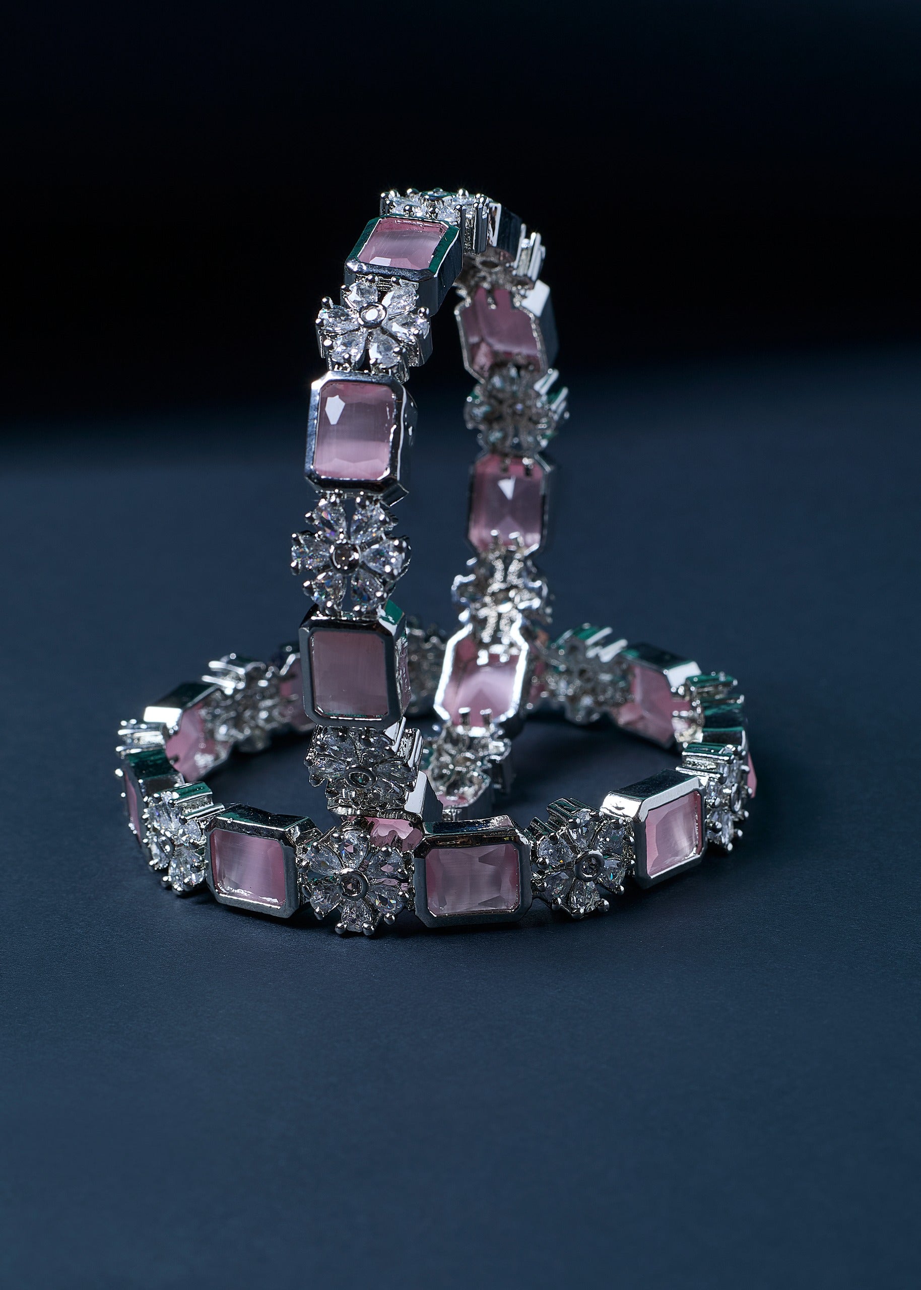 Special Combo: Stylish Necklace & Earrings + FREE Bangle ,Pink Teardrop Necklace Set
