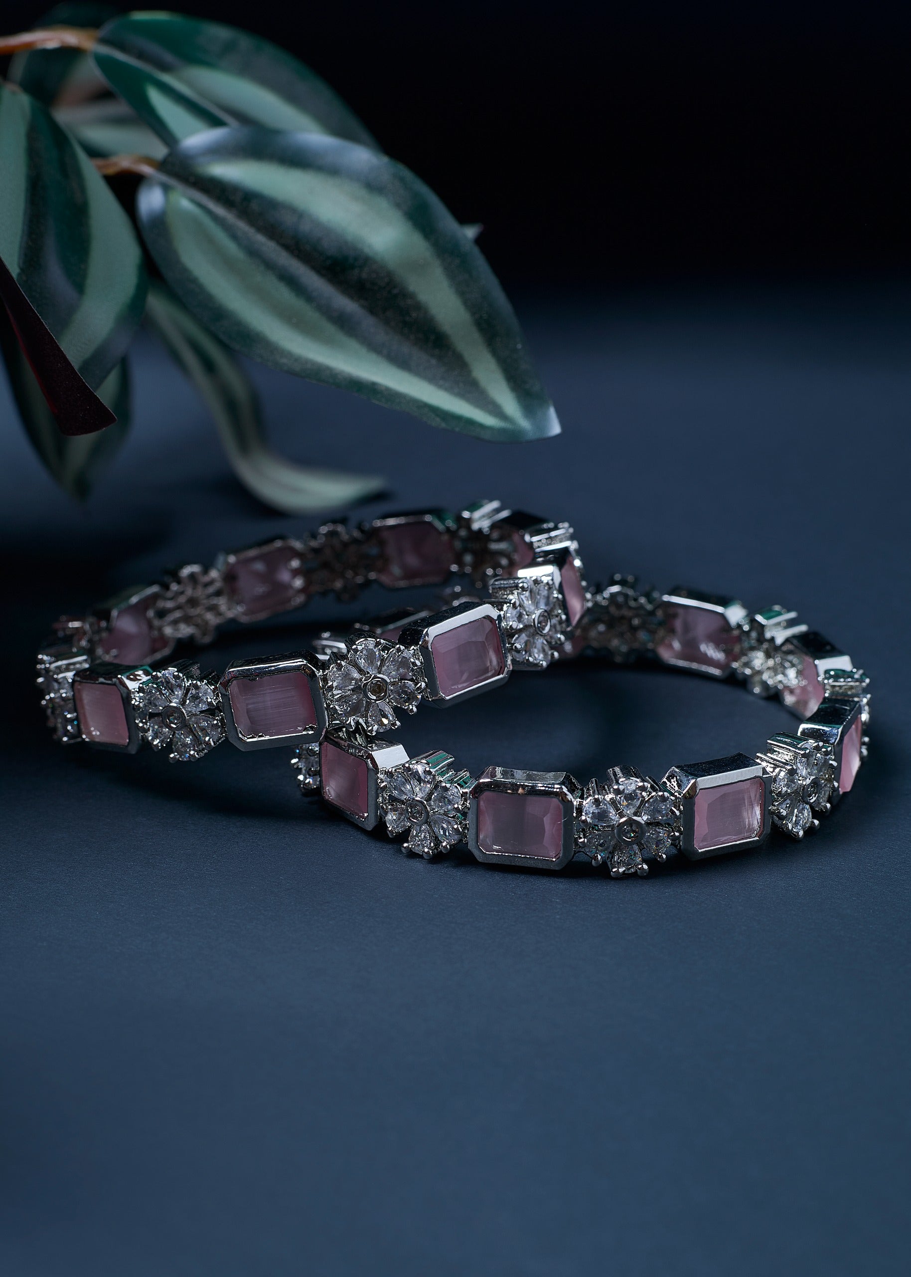 Special Combo: Stylish Necklace & Earrings + FREE Bangle ,Pink Teardrop Necklace Set