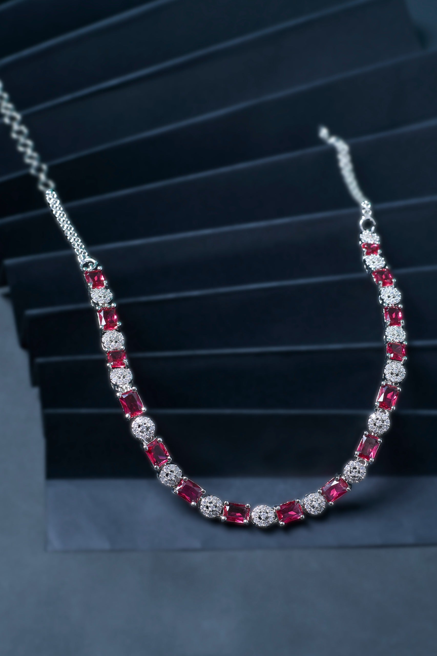 Ruby Red Necklace Set with Earrings, And FREE  Bracelet – Combo Sale | Ruby Red Stone Premium Party Wear Jewelry