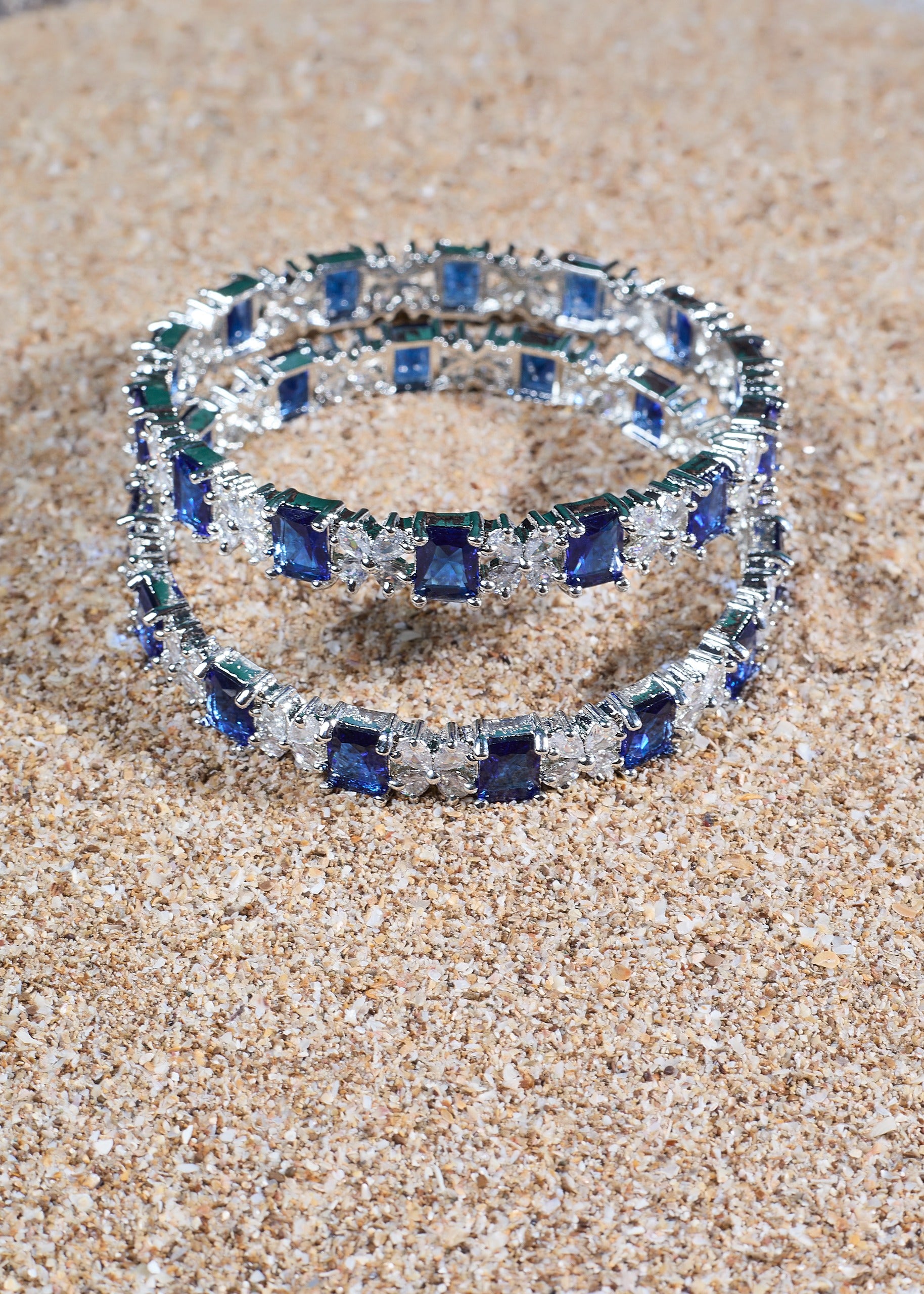 Blue Triangle Stone Necklace Set with Earrings And 1 FREE Bangle | Combo Offer Necklace Set