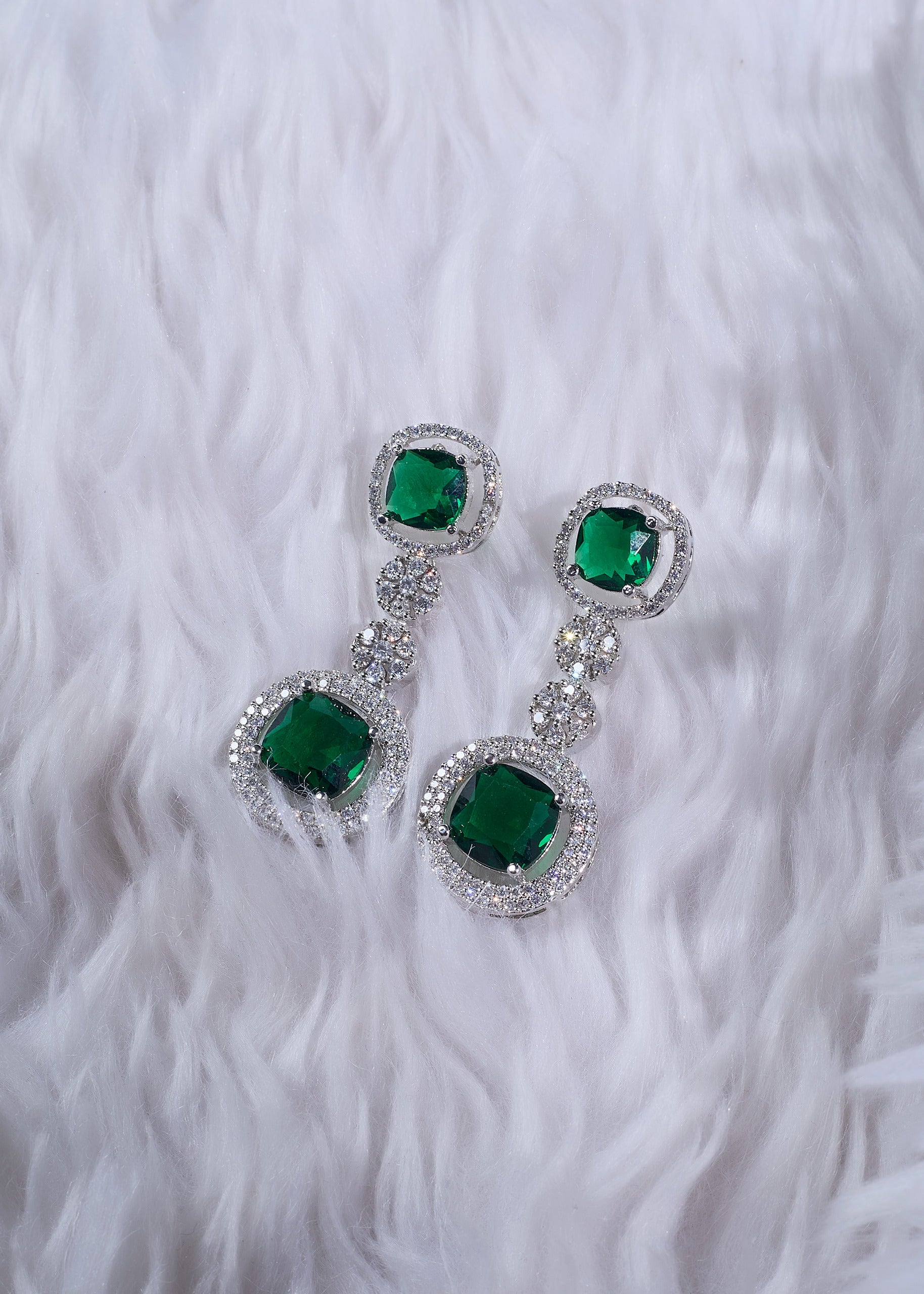 Necklace & Earrings Set + FREE Matching Bangle | Limited-Time Deal, Green Emerald AD stone Necklace Set