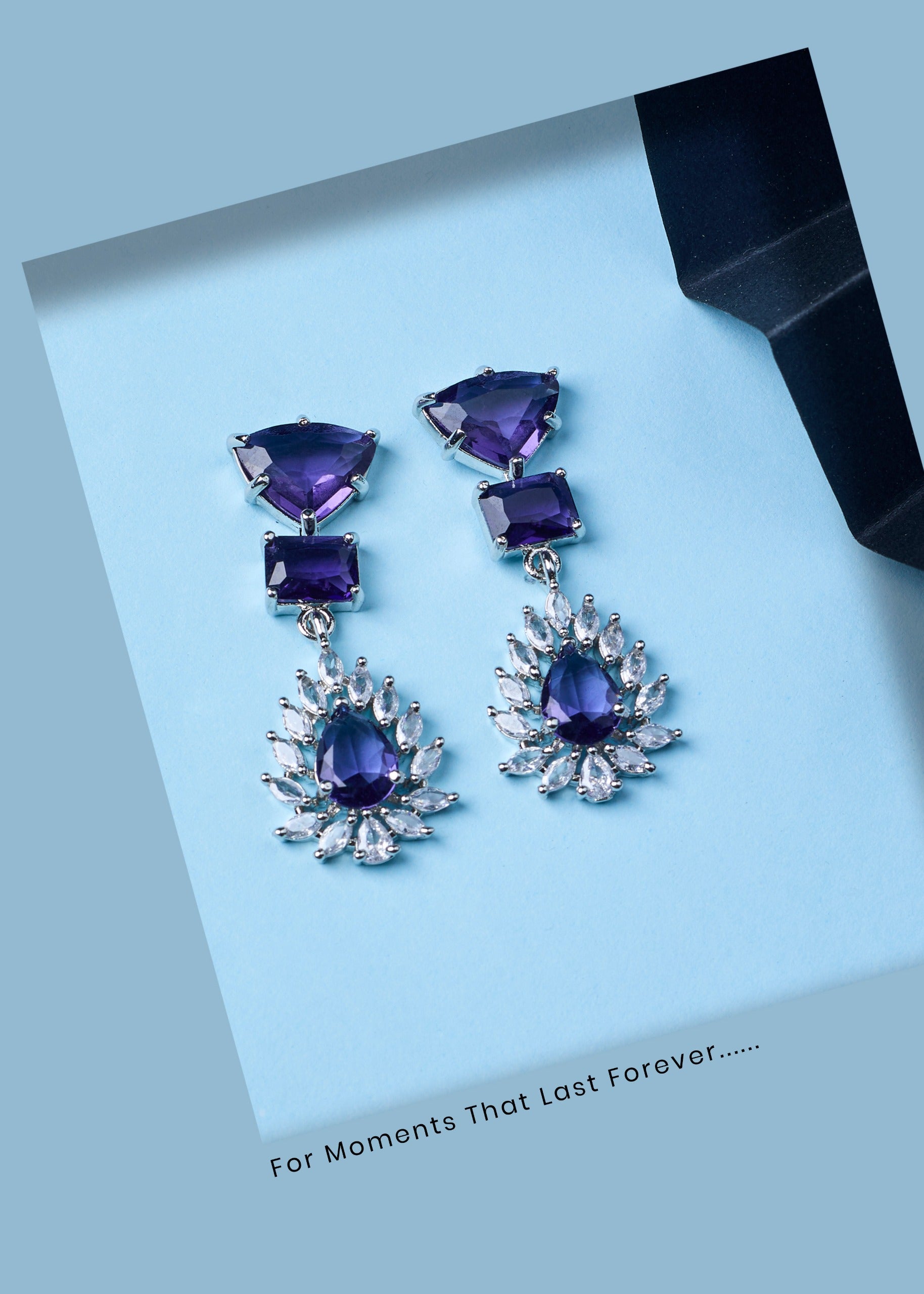 Purple Stone Necklace Set with Earrings And FREE Bracelet | Combo Sale