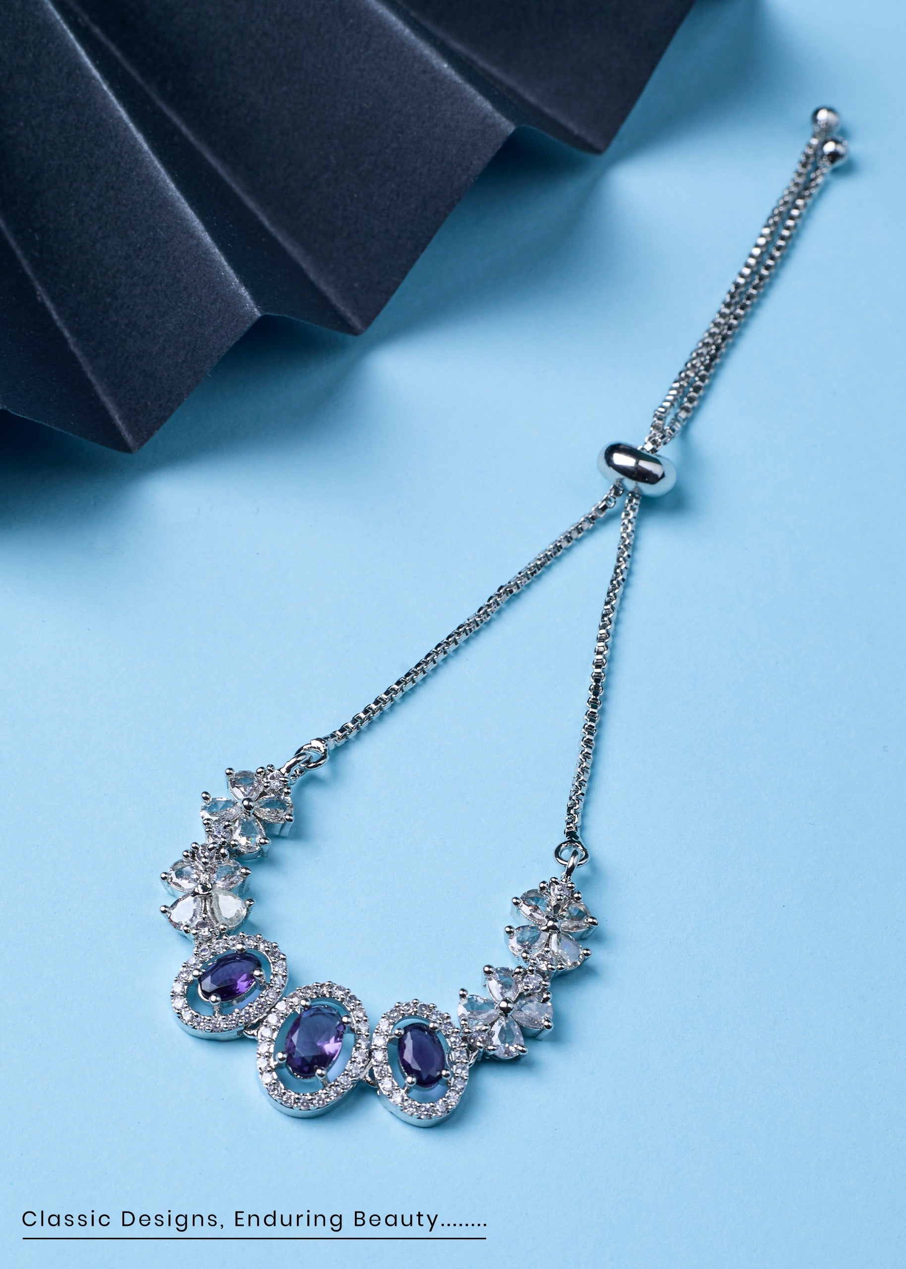 Purple Stone Necklace Set with Earrings And FREE Bracelet | Combo Sale