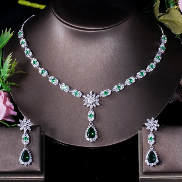 Elegant Blue Stone Necklace Set with Matching Earrings – Premium Fashion Jewelry for Special Occasions