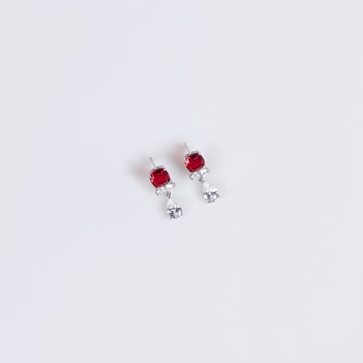 Multicolor Geometric Shaped Color Stone Silver Plated Necklace & Earrings Jewelry Set