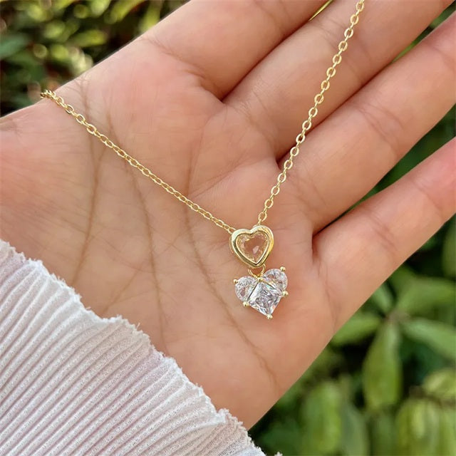 Classic Style Heart Shape Pendant Set with Stud Earrings – 18K Gold Plated Anti Tarnish Jewelry