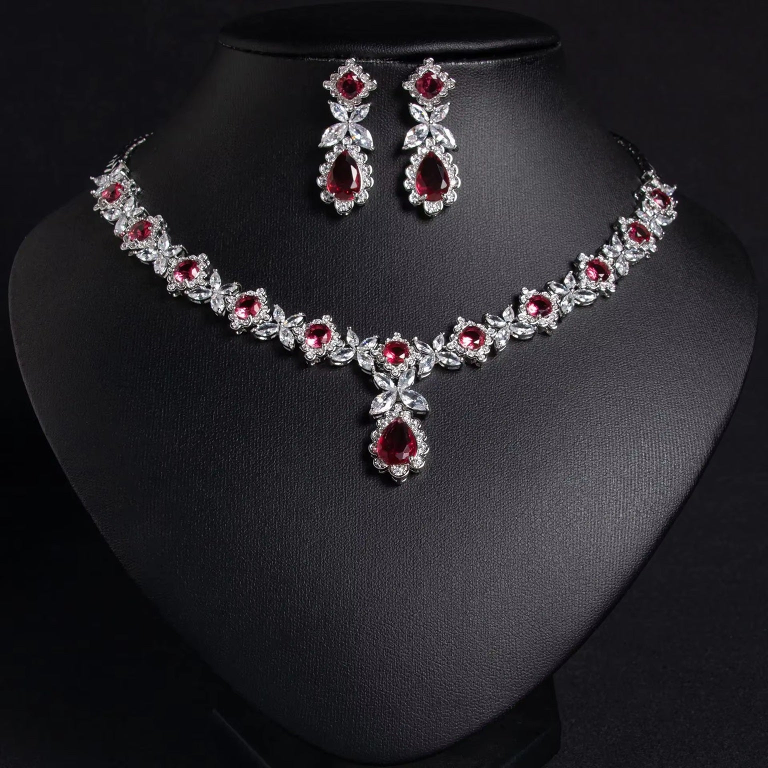 Multi Color American Diamond Necklace & Earrings Set for Women | Premium Necklace Set | Wedding & Party Wear Jewelry Set