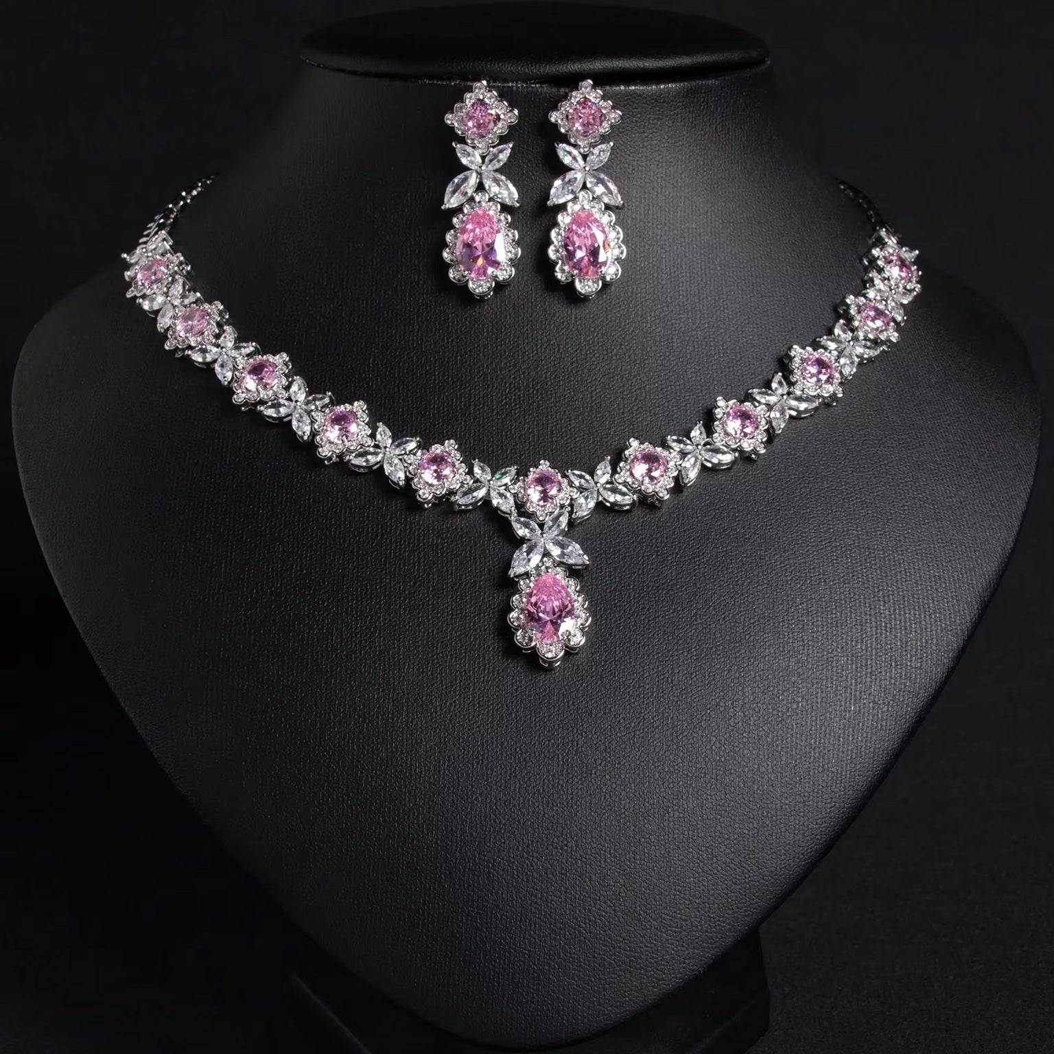Multi Color American Diamond Necklace & Earrings Set for Women | Premium Necklace Set | Wedding & Party Wear Jewelry Set