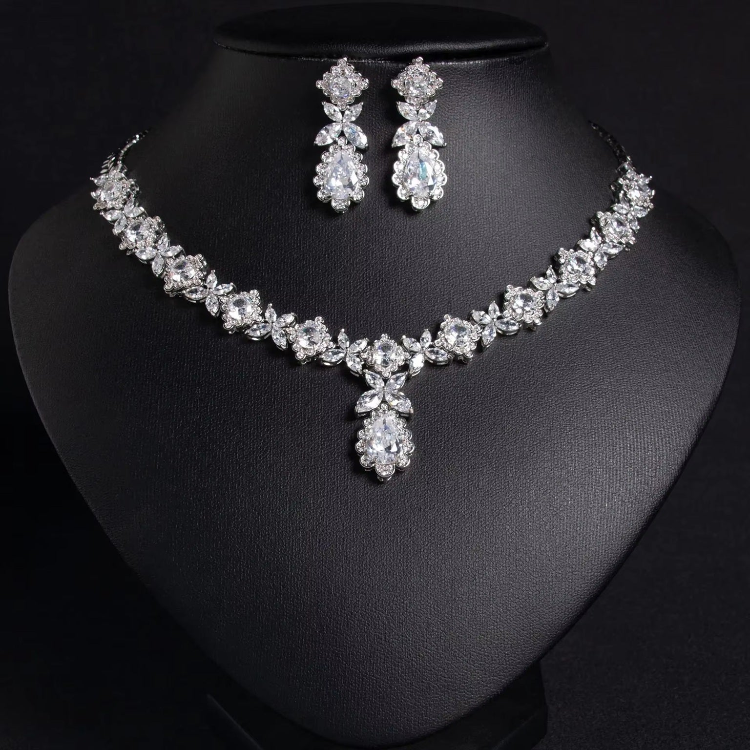 Multi Color American Diamond Necklace & Earrings Set for Women | Premium Necklace Set | Wedding & Party Wear Jewelry Set