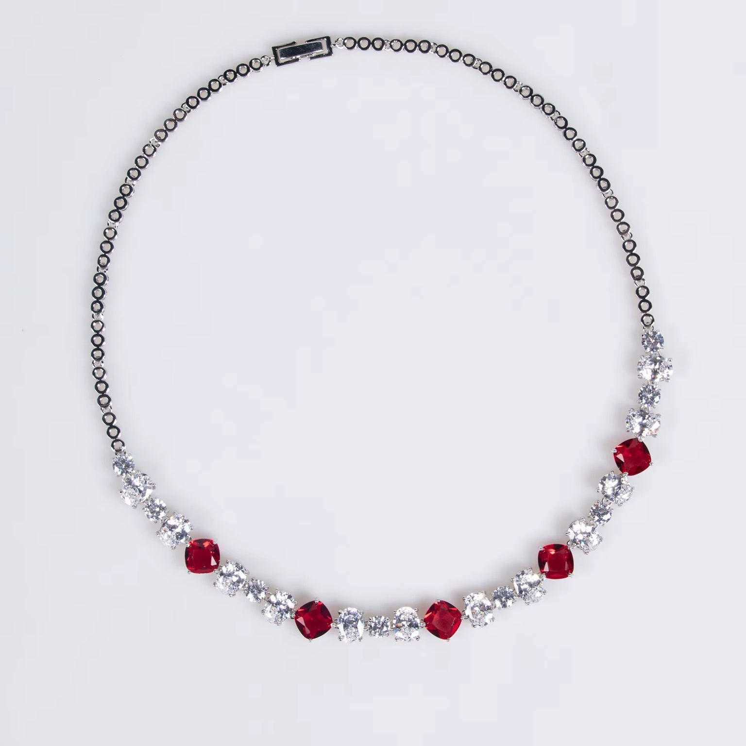 Multicolor Geometric Shaped Color Stone Silver Plated Necklace & Earrings Jewelry Set