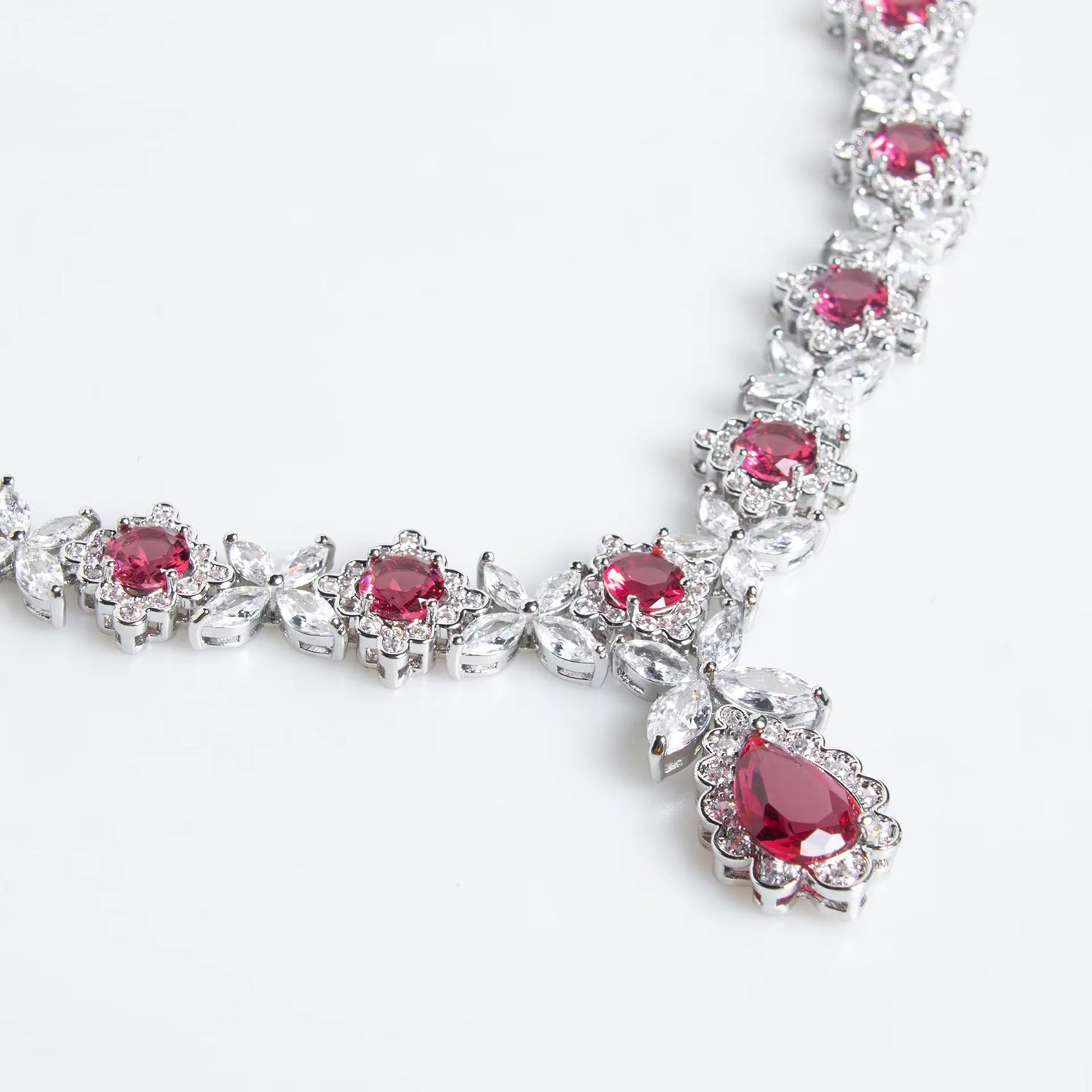 Multi Color American Diamond Necklace & Earrings Set for Women | Premium Necklace Set | Wedding & Party Wear Jewelry Set