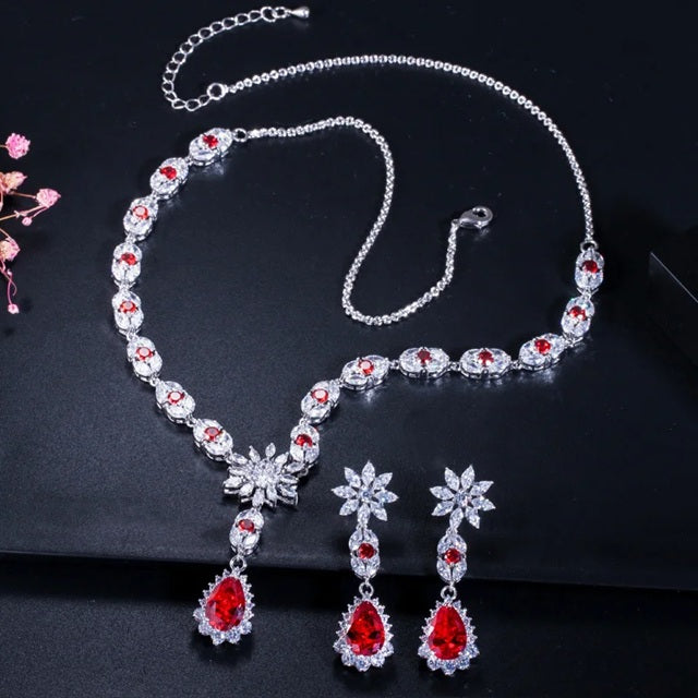 Elegant Blue Stone Necklace Set with Matching Earrings – Premium Fashion Jewelry for Special Occasions