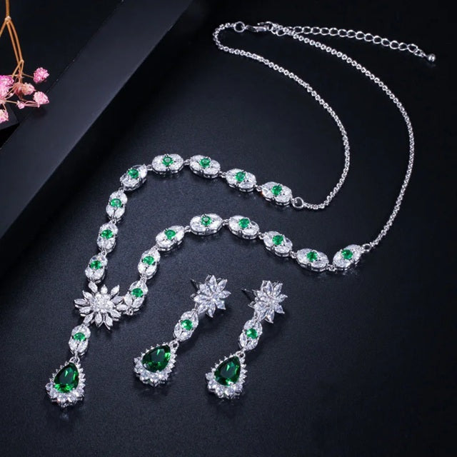 Elegant Blue Stone Necklace Set with Matching Earrings – Premium Fashion Jewelry for Special Occasions