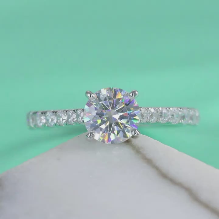 925 Crystal Sterling Silver Designer Zircon Diamond Ring For Women | Adjustable Size