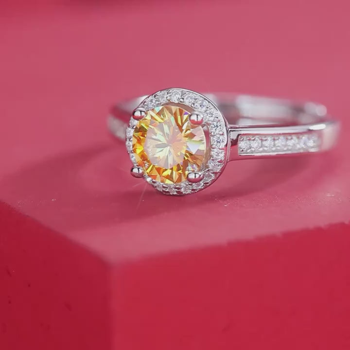 1ct Yellow Moissanite 925 Sterling Silver promise Ring | Adjustable Size