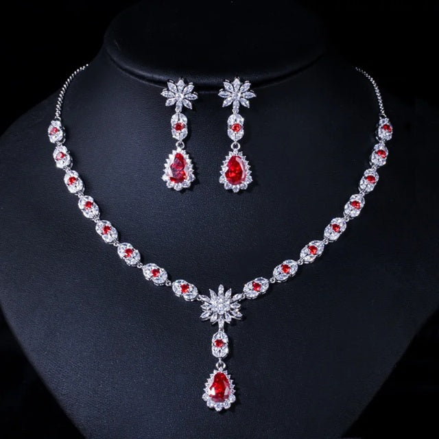 Elegant Blue Stone Necklace Set with Matching Earrings – Premium Fashion Jewelry for Special Occasions